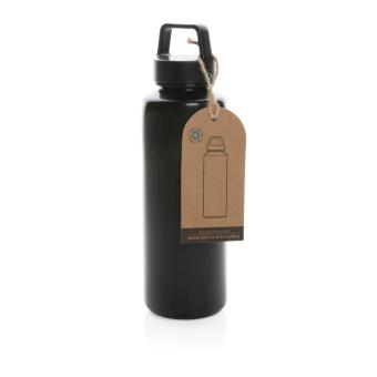 XD Collection RCS certified recycled PP water bottle with handle Black