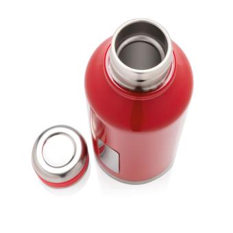 XD Collection Leak proof vacuum bottle with logo plate Red