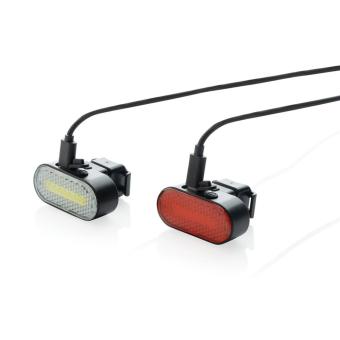 XD Collection Lumino USB Fahrradlicht-Set aus RCS recyceltem Kunststoff Schwarz