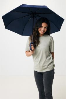 XD Collection Yara 21" AWARE™ RPET solid colour umbrella with carabiner Navy