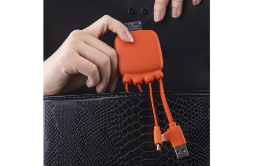 3192 | Xoopar Octopus Gamma 2 Bio Charging cable with 3.000mAh Powerbank Orange