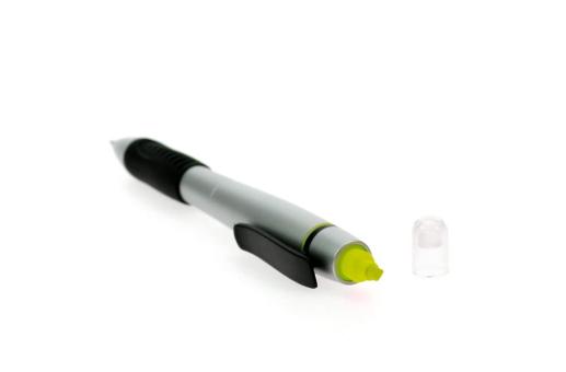 Highlighter- and ball pen, silver Silver,yellow