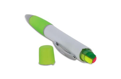 Ball pen Hawaii with tri-colour highlighter White/green