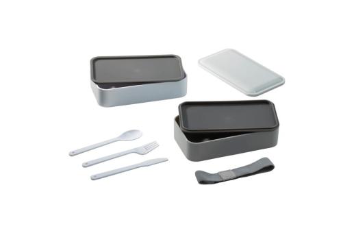 Lunchbox Bento with cutlery 1.25L Dark grey/white