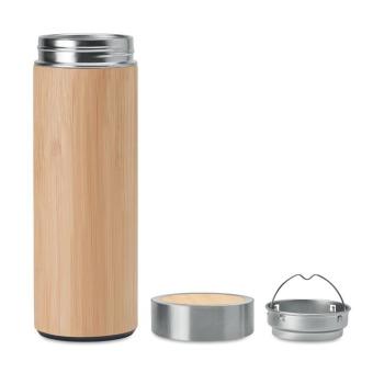 BATUMI Double wall bamboo flask 400ml Timber